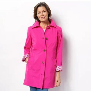 ❤️HP❤️ Dennis Basso Water Resistant Button Front Jacket with Printed Lining